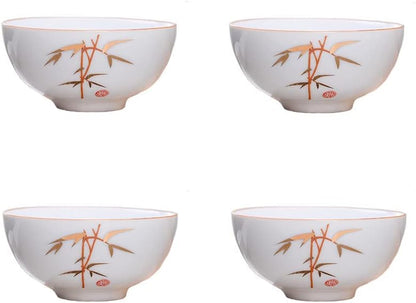 Liang baobao Chinese Tea Tasting Cup Set of 4, 2oz White Porcelain Mini Cups for Gongfu Tea Ceremony (Fish jump)