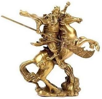 Statue of Guan Yu Brass Chinese Crafts Ancient Hero Guan Gong Guan Yu Ride on The Horse Statue 2020 Copper Asian Exquisite Chinese Buddhism Piece Statue of Guan Gong Statue of Guan Yunchang