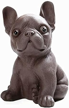 EatingBiting Bulldog Statue Chinese Style Ceramic Purple Clay Dog Tea Pet for Kungfu Tea Tray Handmade Zisha Puppy Figurine