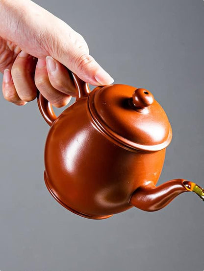 GEEYOU China YiXing ZiSha Handmade God's Lantern Teapot Lamp Bulb Teapot Kung Fu Teapot 300cc