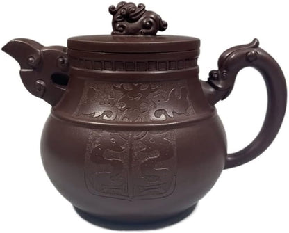 ADUH China Yixing Teapot Handmade Zisha Pot Flat white tiger pot Zisha pot Da Bin 450ml