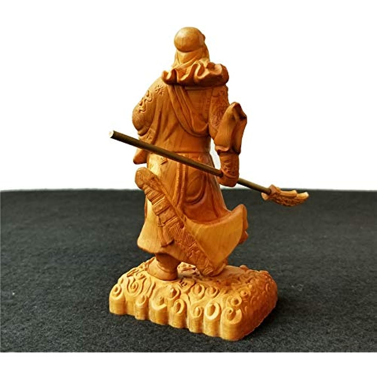 YZDSBD Statues Figurines Sculptures 13Cm Wood People Sculpture Dynasty Warriors Guan Yu Copper Knife Craft Home Decoration Chinese Figure Guan Gong