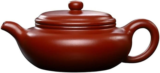 Clay Teapot 8oz Chinese Zisha Tea Pot Dahongpao Mud Kungfu Tea Set for Brewing Loose Tea (Fanggu, Red)