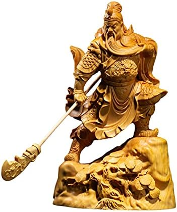 WJCRYPD Buddha Bodhisattva Guan Yu Statue Three Kingdoms Guandi Buddha Statue Solid Wood Feng Shui Ornaments Boxwood Carving Home Decorations Buddha Statue SurongL (Size : 18CM)