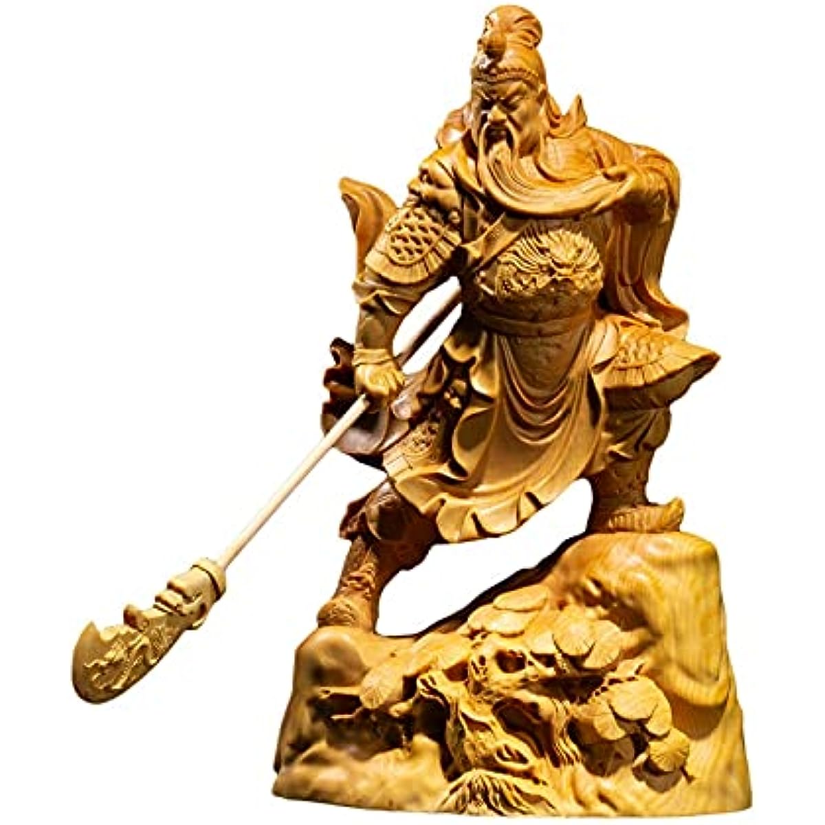 WJCRYPD Buddha Bodhisattva Guan Yu Statue Three Kingdoms Guandi Buddha Statue Solid Wood Feng Shui Ornaments Boxwood Carving Home Decorations Buddha Statue SurongL (Size : 18CM)