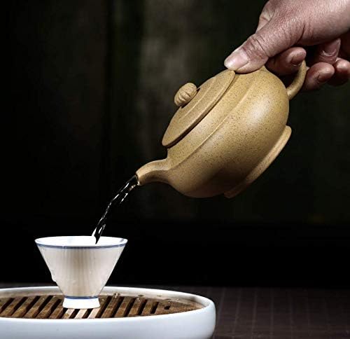 Handmade clay teapot Teapot 11oz 300ml Chinese Yixing Pots Yellow Clay Genuine Zisha Handmade Infuser For Han bian style zhima clay pot Chinese traditional craft tea drinking culture