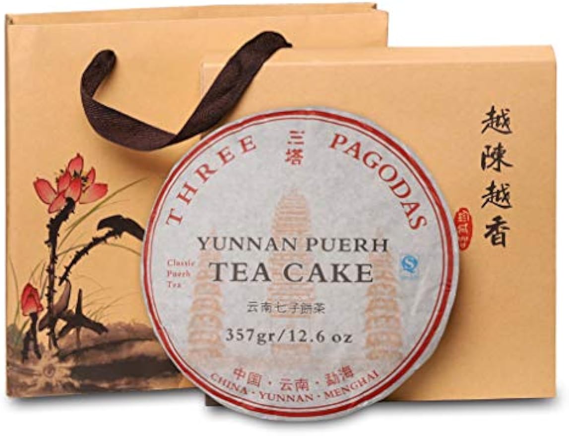 Three Pagodas Puerh Tea (150 cups) Pu-erh Tea Cake (12.6ounce)