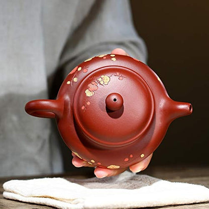 Zisha Teapot 8.8 Oz Yixing Clay Handmade Teapot with Filter,Chinese Kung Fu Tea Maker - Fanggu