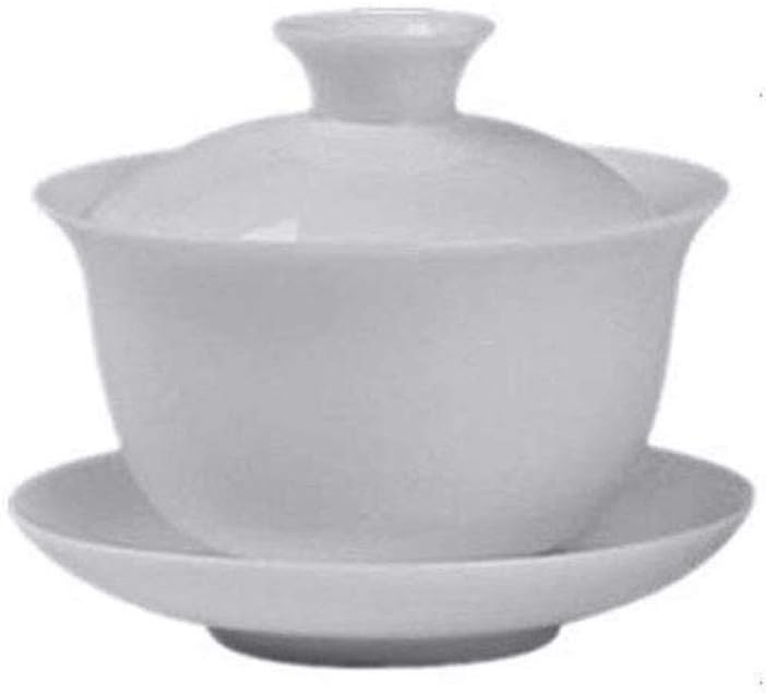 Gaiwan White Glaze Porcelain Teacup kung Fu Tea Service Set for Home Office Decoration (100ml)