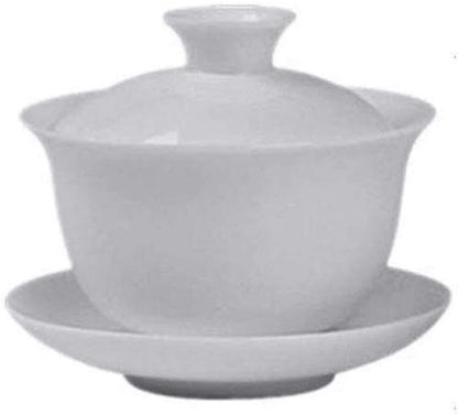Gaiwan White Glaze Porcelain Teacup kung Fu Tea Service Set for Home Office Decoration (100ml)