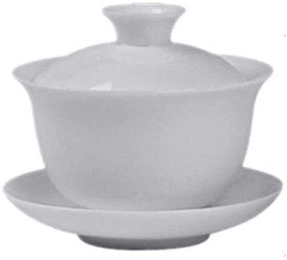Gaiwan White Glaze Porcelain Teacup kung Fu Tea Service Set for Home Office Decoration (100ml)
