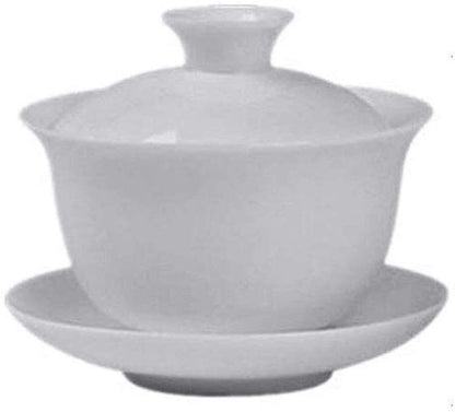 Gaiwan White Glaze Porcelain Teacup kung Fu Tea Service Set for Home Office Decoration (100ml)