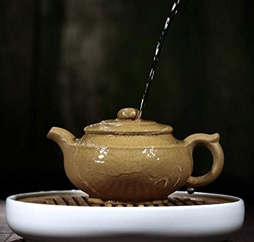 Handmade clay teapot Teapot 11oz 300ml Chinese Yixing Pots Yellow Clay Genuine Zisha Handmade Infuser For Han bian style zhima clay pot Chinese traditional craft tea drinking culture