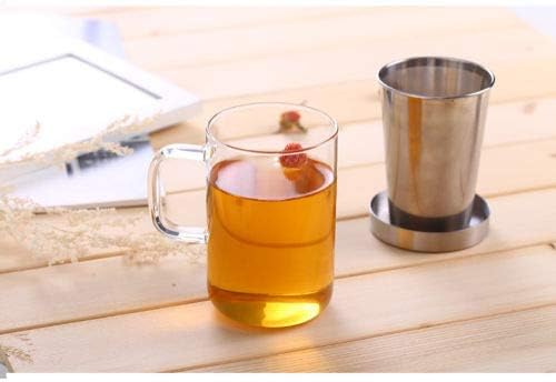 SAMADOYO High Grade Glass Tea Cup Home or Office Teacup W/t 304# Stainless Steel Infuser & Lid Borosilicate Glass SAMA S049A S050A (S050A-500ML)