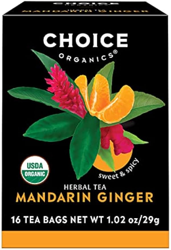 Choice Organics - Organic Mandarin Ginger Tea (1 Pack) - Organic Herbal Tea - 16 Tea Bags