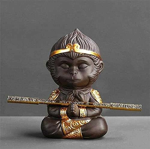 EatingBiting Chinese Zisha Tea Pet Chinese Purple Clay Decoration Monkey King Kung Fu Tea Set Monkey King Tea Pet for Home Tea Tray Decor