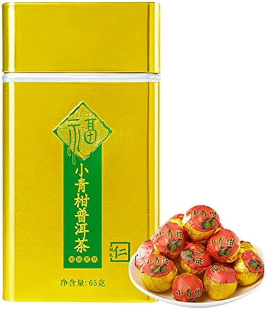 Acogedor Mini Citrus Ripe Pu erh Tea, 65g2.29oz Yunnan Orange Peel Puerh Tea, Citrus Flavored Mini Ripe Tea Cake for Daily Teahouse Office Dormitory, Origin of China