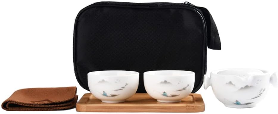 Liang baobao Convenient Teapot Cup Porcelain Teacup White Glazed Travel tea set (Lotus)