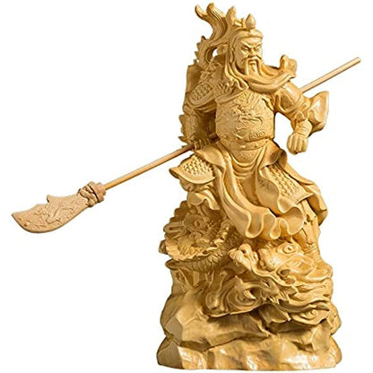 GaYouny Buddha Statue Guan Yu Statue 16CM Three Kingdoms Buddha Statue Solid Wood Ornaments Boxwood Carving Feng Shui Bodhisattva Home Decorations