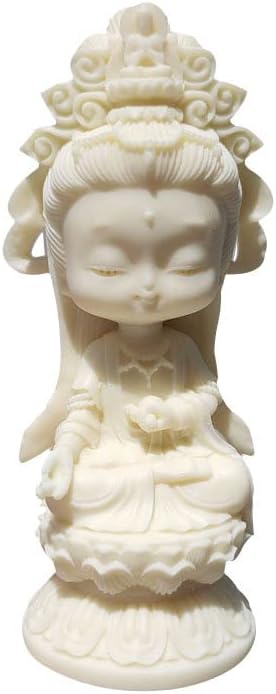 Kingzhuo Cute Beautiful Quan Yin Statue Beautiful Cartoon Kuan Yin Statue Small Guan Yin Statue Goddess of Mercy Guan Jin Meditation Buddha Statue Home Decor Feng Shui Gift 4.4 inches Tall
