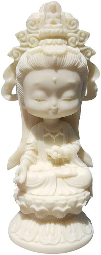 Kingzhuo Cute Beautiful Quan Yin Statue Beautiful Cartoon Kuan Yin Statue Small Guan Yin Statue Goddess of Mercy Guan Jin Meditation Buddha Statue Home Decor Feng Shui Gift 4.4 inches Tall