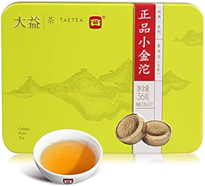 TAETEA Gold Tuo PU'ER TEA, Aged Fermented Puerh Tea Black Tea 12 Cups for Daily Drink and Gift (Raw)