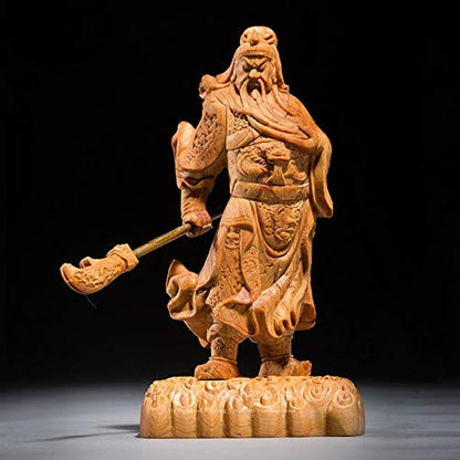 YZDSBD Statues Figurines Sculptures 13Cm Wood People Sculpture Dynasty Warriors Guan Yu Copper Knife Craft Home Decoration Chinese Figure Guan Gong