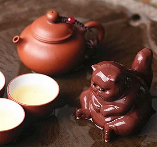 EatingBiting Chinese Zisha Tea Pet Water Tea Tray Pet Accessories Handmade Purple Clay Tea Pet for Kungfu Tea Tray Lucky Lazy Cat Tea Pet for Home Tea Tray Decor