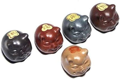 • Yxhupot Tea Pet Chinese Zisha 5pcs Pig Handmade Prosperity and Good Lucky fengshui (5 fu Color)