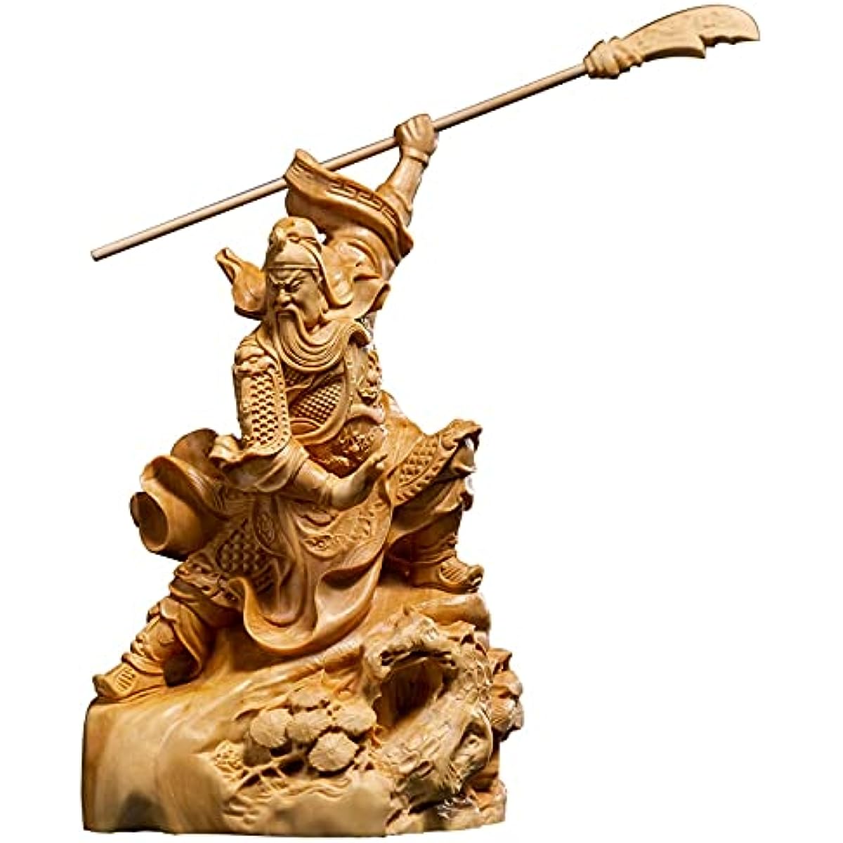 WJCRYPD Buddha Statue of Guan Yu Three Kingdoms Guandi Buddha Statue Solid Wood Feng Shui Decoration Boxwood Wood Carving Bodhisattva Home Decoration Buddha Statue SurongL (Size : 15CM)