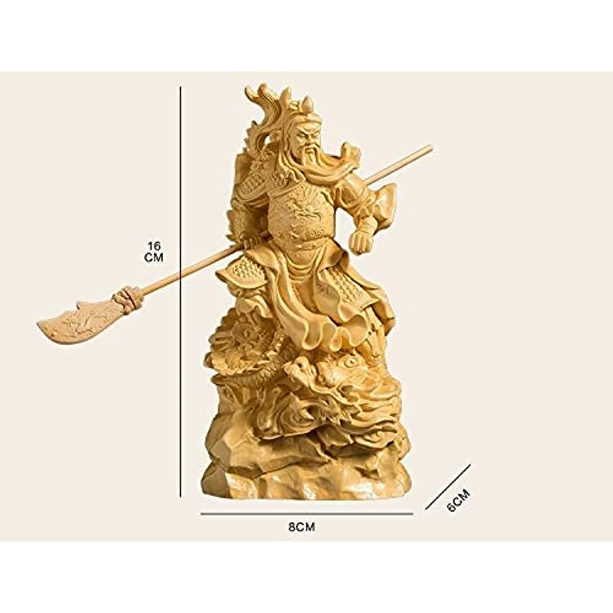 GaYouny Buddha Statue Guan Yu Statue 16CM Three Kingdoms Buddha Statue Solid Wood Ornaments Boxwood Carving Feng Shui Bodhisattva Home Decorations