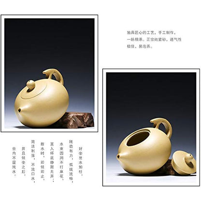 Yixing Teapot 8oz Chinese Zisha Tea Xishi Pots Natural HuangDuan Mud (Yellow)