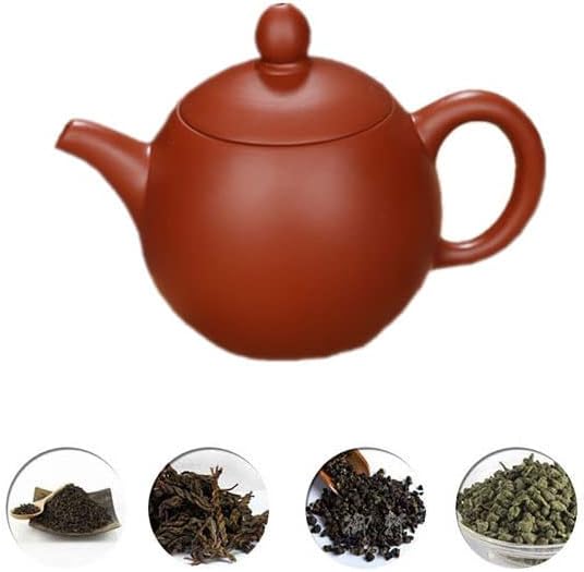 Handmake Zisha Mini Teapot, (4oz) Chinese Ceramic Kung Fu Small Teapot, Purple Clay Loose Leaf Tea Maker Set (red)