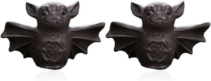 Yardwe Tea Pet Adornment 2pcs Chinese Zisha Tea Pet Bat Figurine Kung Fu Tea Pet Feng Shui Animal Decoration Attract Wealth Tea Pet for Tea Tray Tea Ceremony Accessories Bat Desktop Ornament