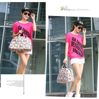 41cm*28cm*16cm Cheap Large Capacity Women Travel Bag Tote Men Luggage Duffle Bag New Flower Print Female HandBag PT1280