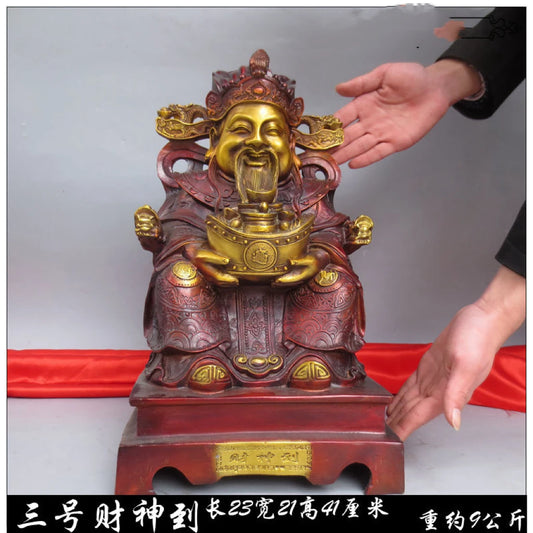 41cm large HOME Family Recruit wealth God of wealth buddha CAI SHEN God COPPER Sculpture statue Efficacious protection 50% OFF