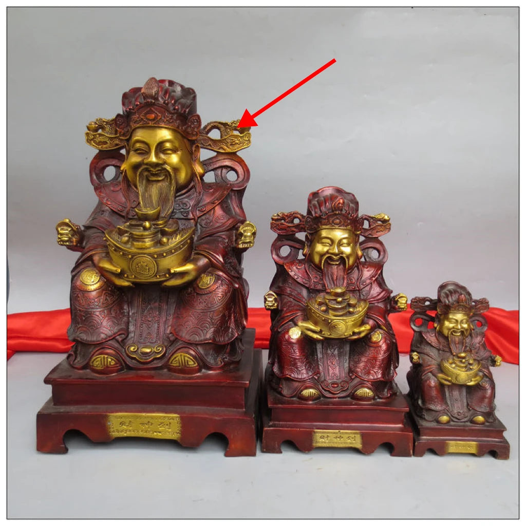 41cm large HOME Family Recruit wealth God of wealth buddha CAI SHEN God COPPER Sculpture statue Efficacious protection 50% OFF