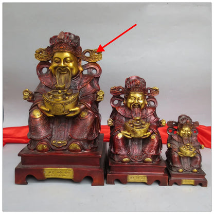 41cm large HOME Family Recruit wealth God of wealth buddha CAI SHEN God COPPER Sculpture statue Efficacious protection 50% OFF