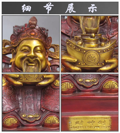 41cm large HOME Family Recruit wealth God of wealth buddha CAI SHEN God COPPER Sculpture statue Efficacious protection 50% OFF