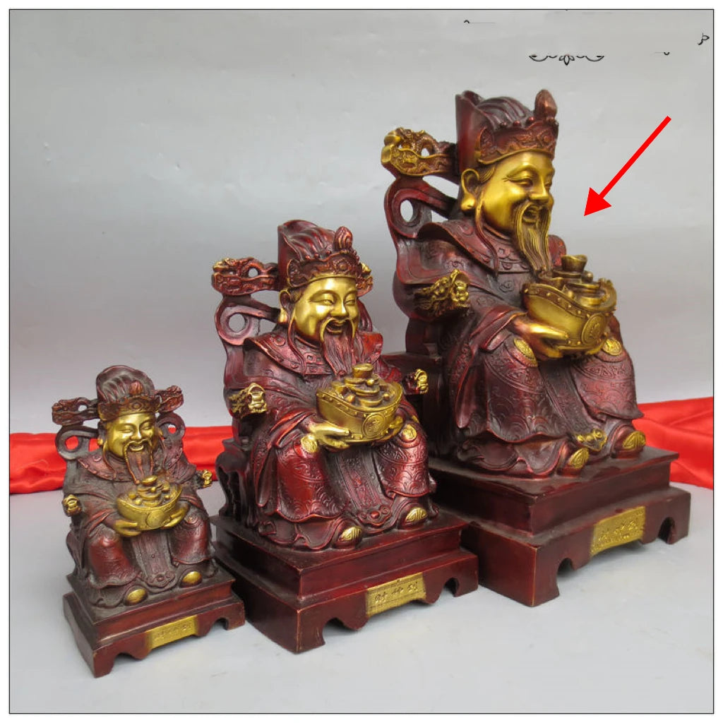 41cm large HOME Family Recruit wealth God of wealth buddha CAI SHEN God COPPER Sculpture statue Efficacious protection 50% OFF