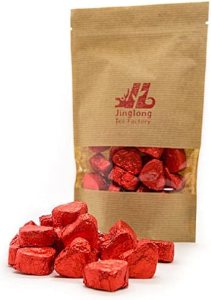 Jinglong Tea Factory - Puerh Tea Mini Tea Cakes (20 Pcs) Ripe Pu-erh Heart Shaped Mini Tuocha (3.6 Ounce)