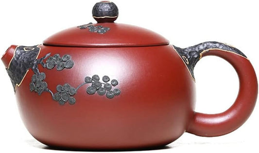 Genuine Yixing Purple Clay Hand Painted Pine Tree Xi Shi Teapot, Handmade Da Hong Pao Zisha Teapot, 250 ml (8.5 oz), Made By Master Jiang Li Ming (姜礼明)