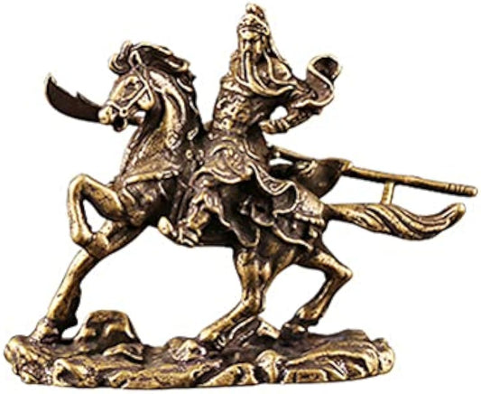 Guan Gong Ornaments Guan Yu on Horseback Decor Brass Guan Yu Ornament Monkey Statue End Table Decor Brass Guan Yu Decor Brass Horse Desktop Guan Yu Decor Brass Guan Yu on Horseback