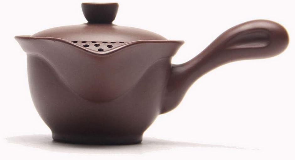 Yixing Zisha Clay Brown Side Handle Gaiwan Shaped Teapot with Filter 150ml