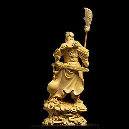 GaYouny Buddha Statue Door Guan Gong Figurine Guan Yu Statue Wood Statue Home Decors Room Solid Wood History Figures Lucky Gift (Size : 16CM)