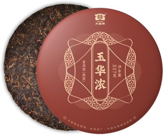 TAETEA Ripe PU'ER Tea, Aged Fermented “Yu Hua Nong” Puerh Pu erh Tea Cake Black Chinese Tea for Daily Drink and Gift (357g/12.59oz)