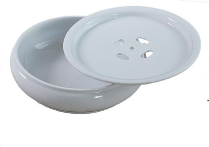 Porcelain Tea Tray, Double-Layer Ceramic Tray Circular for Tea Coffee Serving Table (10inch)