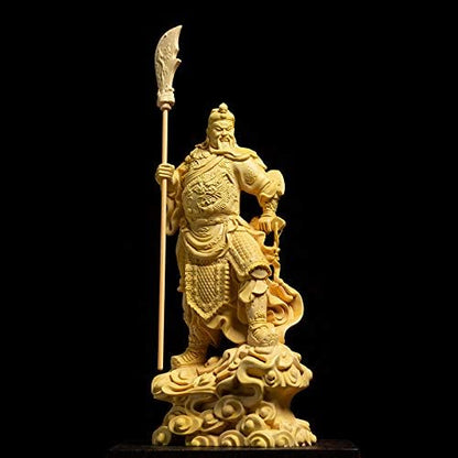 AURH Door Guan Gong Figurine Guan Yu Statue Wood Statue Home Decors Room Solid Wood History Figures Lucky Gift TIANMINJIEDM (Size : 16CM)