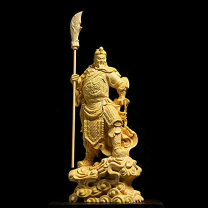 AURH Door Guan Gong Figurine Guan Yu Statue Wood Statue Home Decors Room Solid Wood History Figures Lucky Gift TIANMINJIEDM (Size : 16CM)