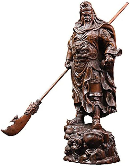 Boxwood Carving Feng Shui Chinese Guan Yu Guan Gong Warlord Statue Hold Knife Cuan Yu Gong/Kwan Kung/Guangong (23)